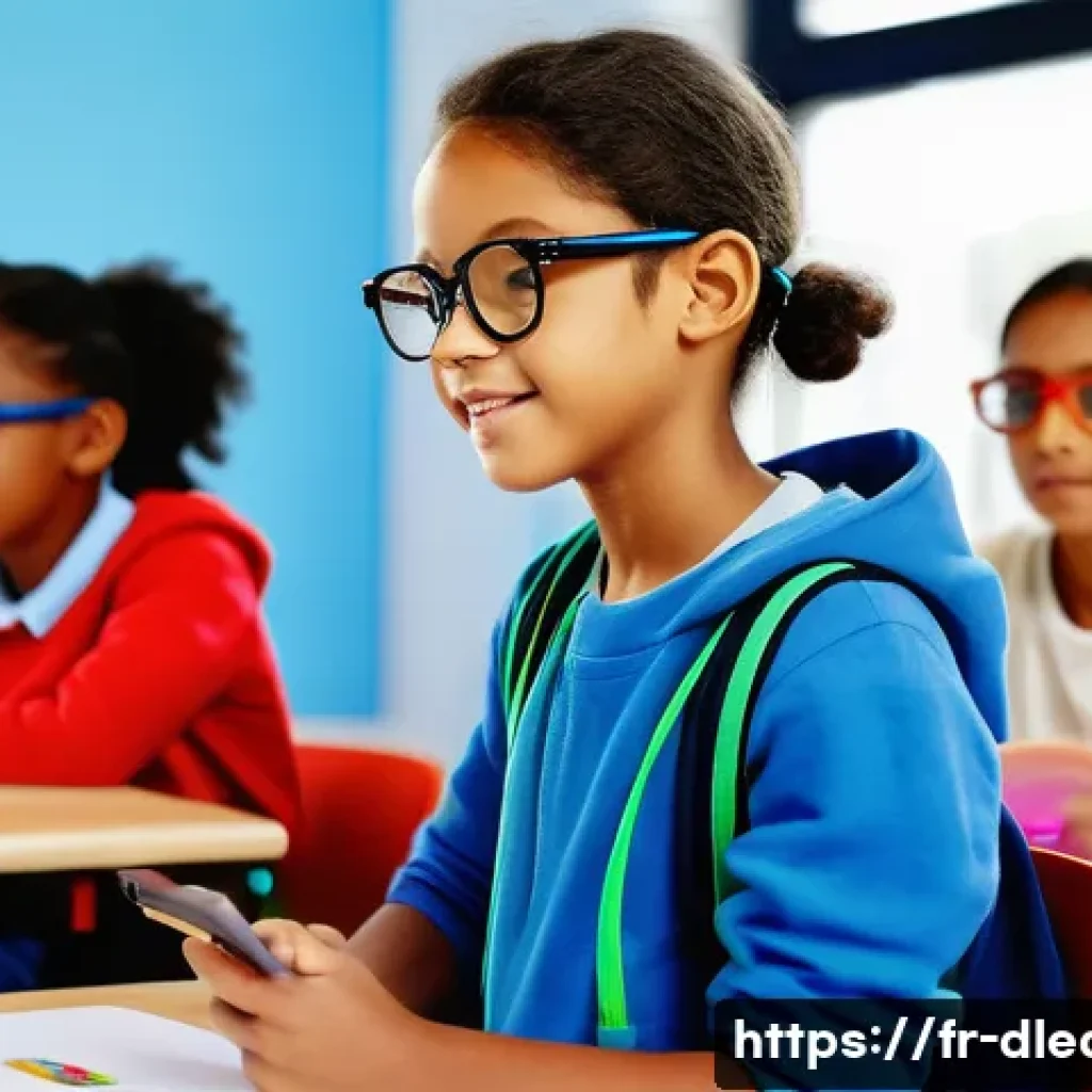 디지털 학습의 성공 사례 - A vibrant French primary school classroom where children aged 7-10 are engaged in digital learning u...