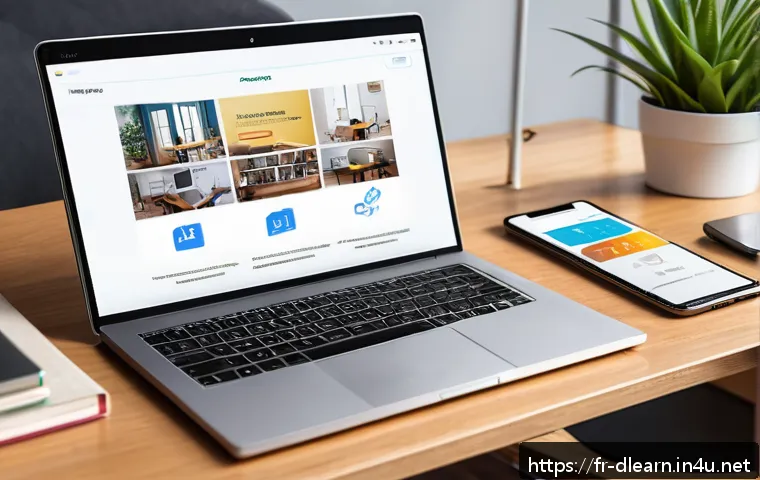 디지털 학습의 플랫폼 비교 - A modern e-learning platform interface displayed on a sleek laptop and a smartphone side by side, sh...